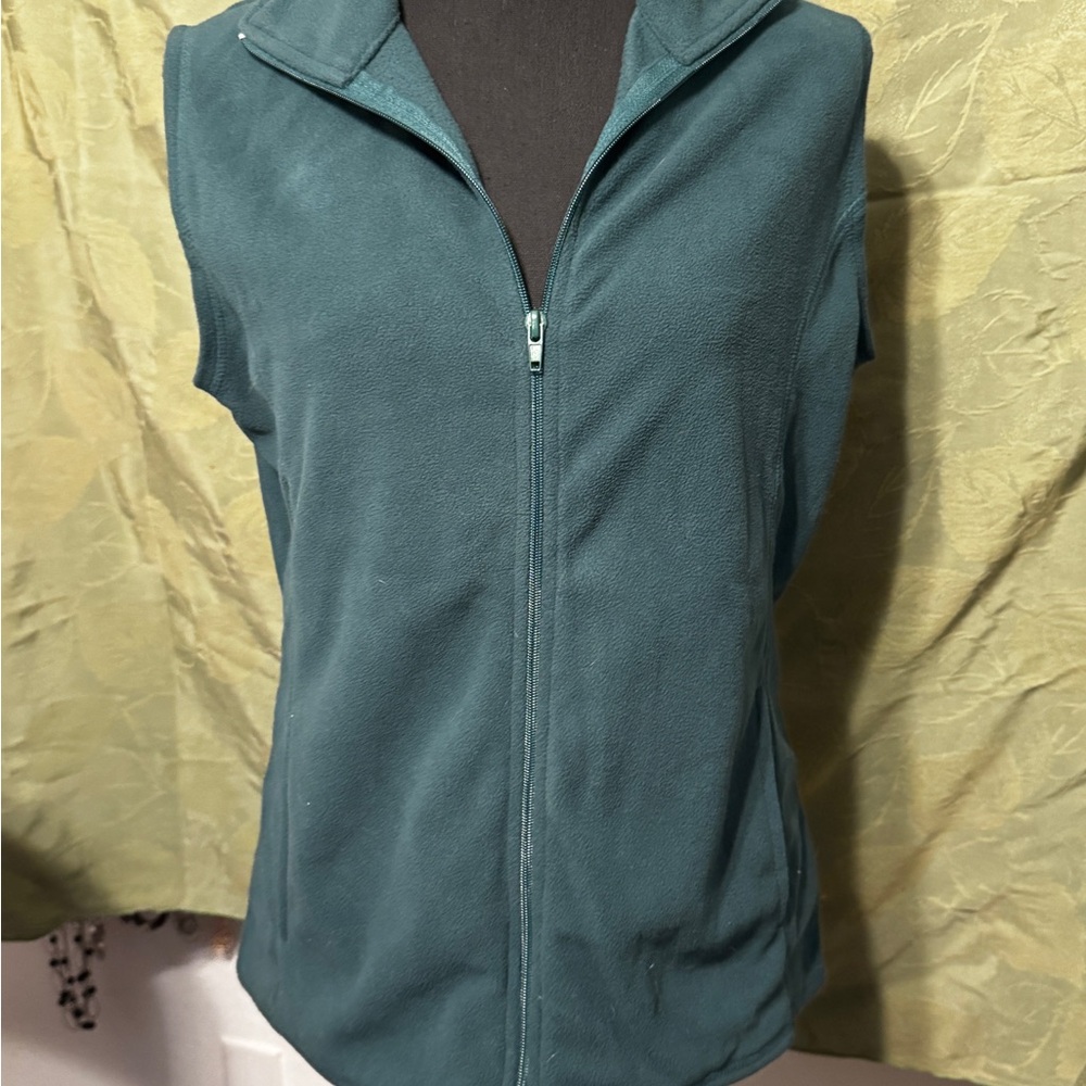 Great Northwest Green Sleeveless Zip-Up Fleece Vest with Pockets Sz Sm